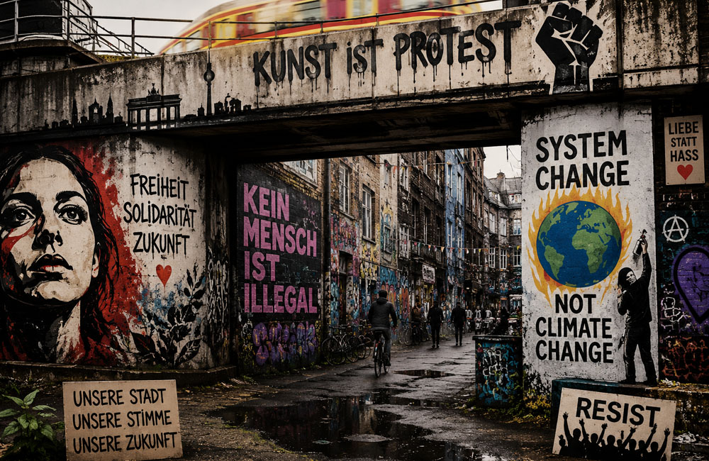 Arte urbano y protestas en Alemania: expresión social en puentes y callejones