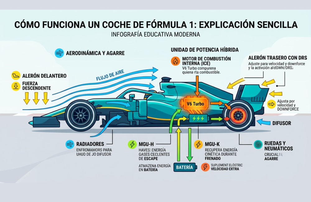 Cómo funciona un coche de Fórmula 1 explicado fácil.